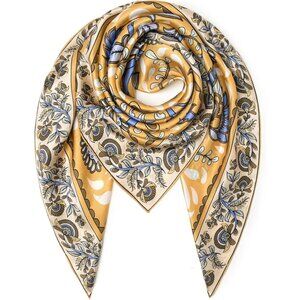 Mulberry Silk Yellow-8 Scarf 43 Inch L Square Shawl Womens Oversized Headband